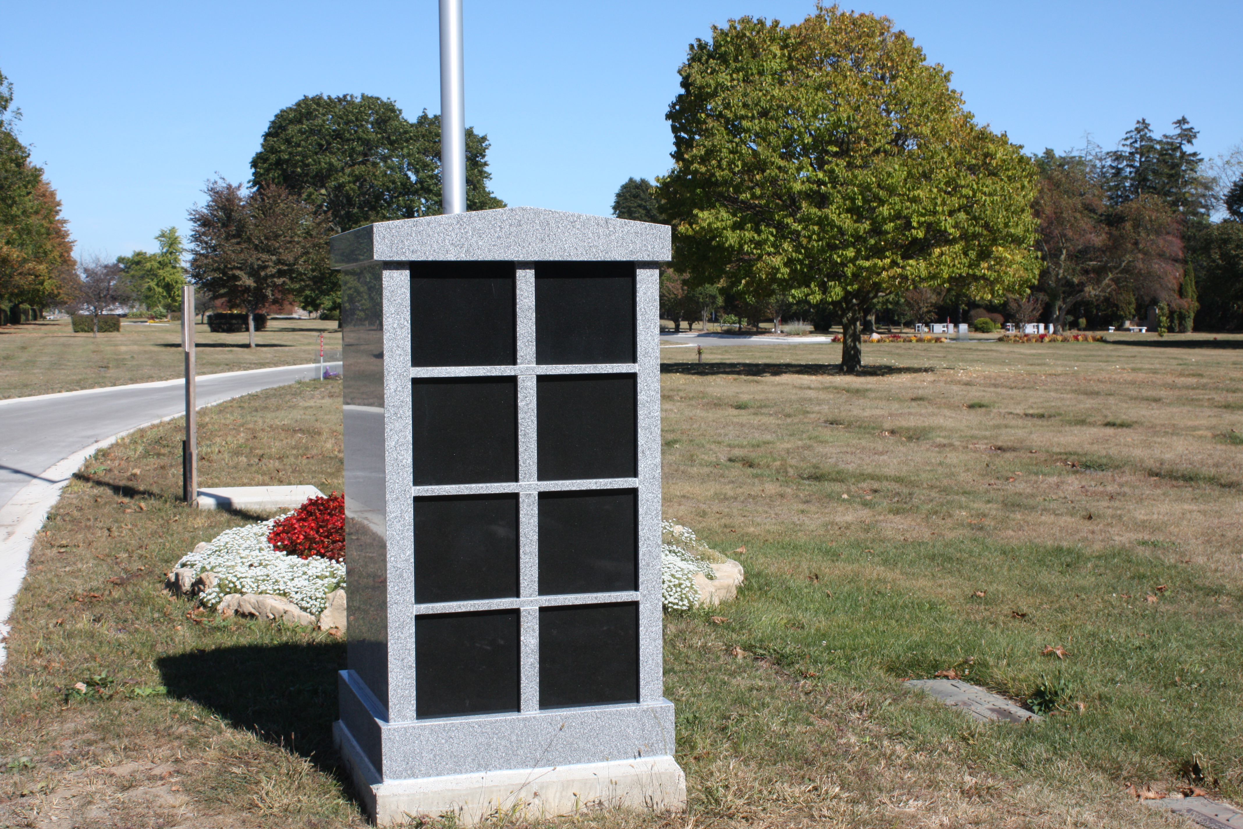 Columbarium near a flag pole