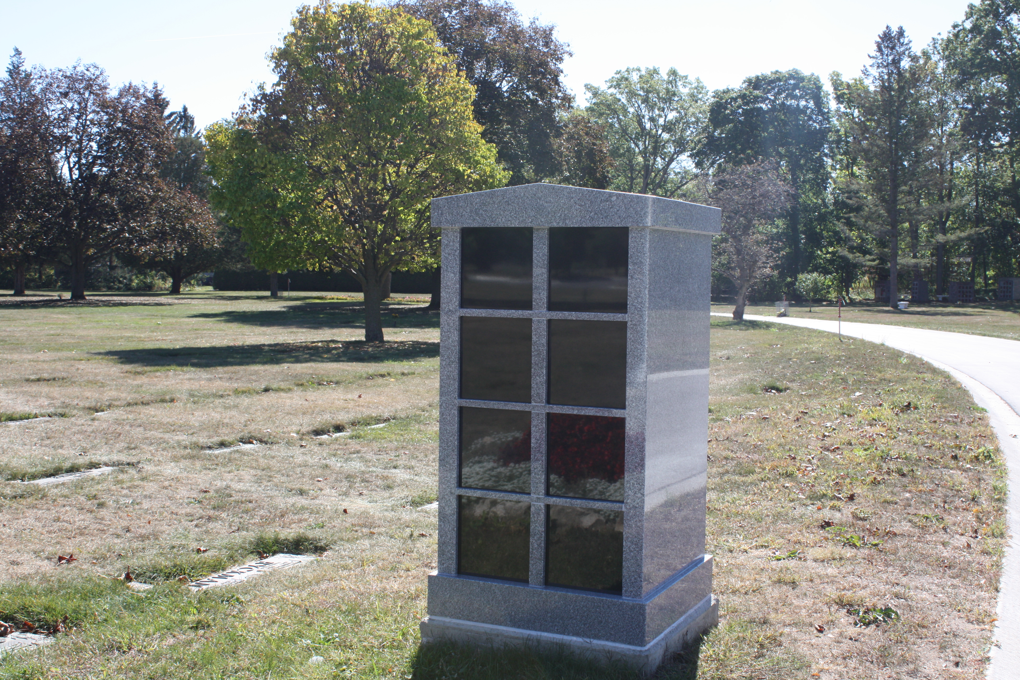 Columbarium near a flag pole