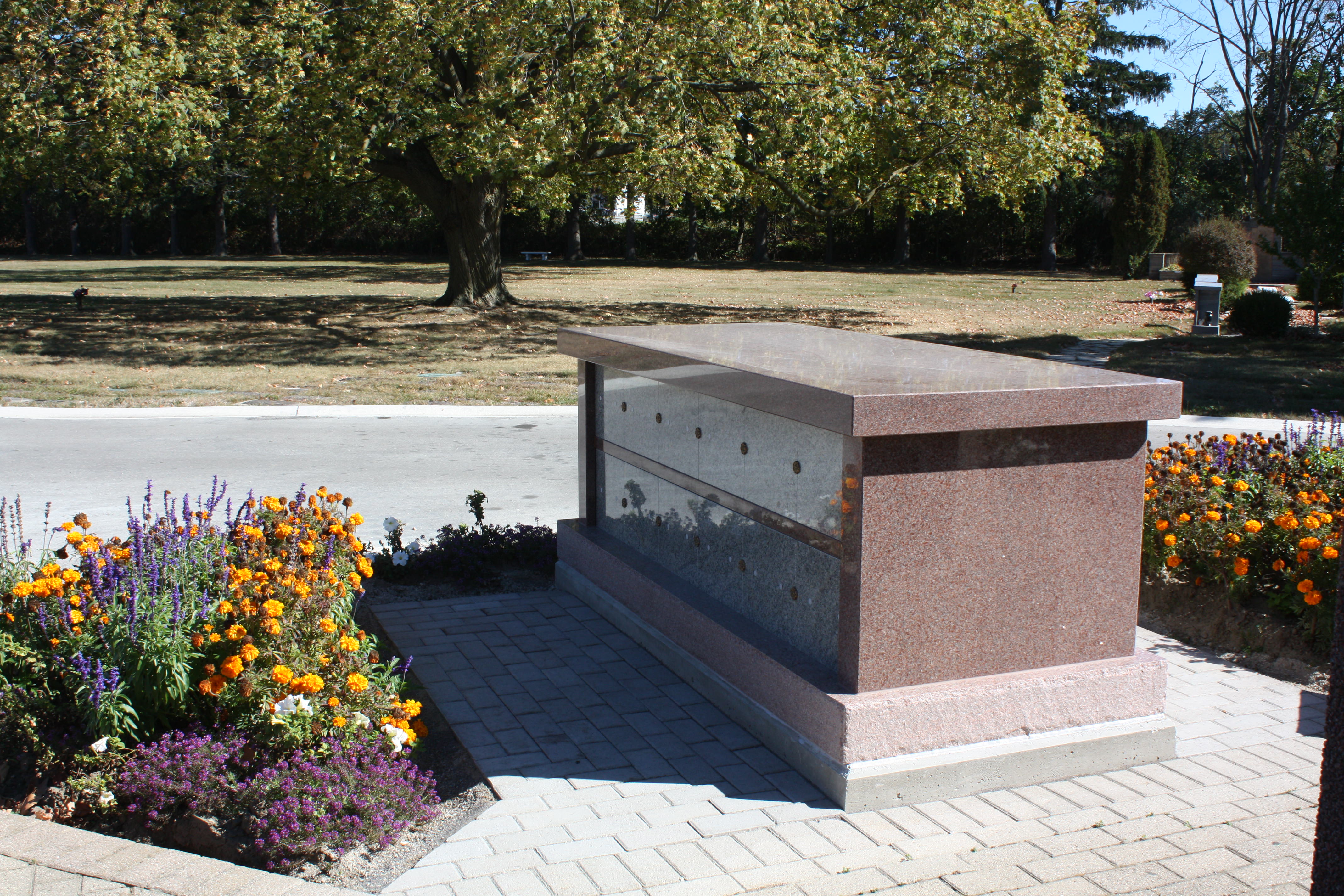 Columbarium near a flag pole