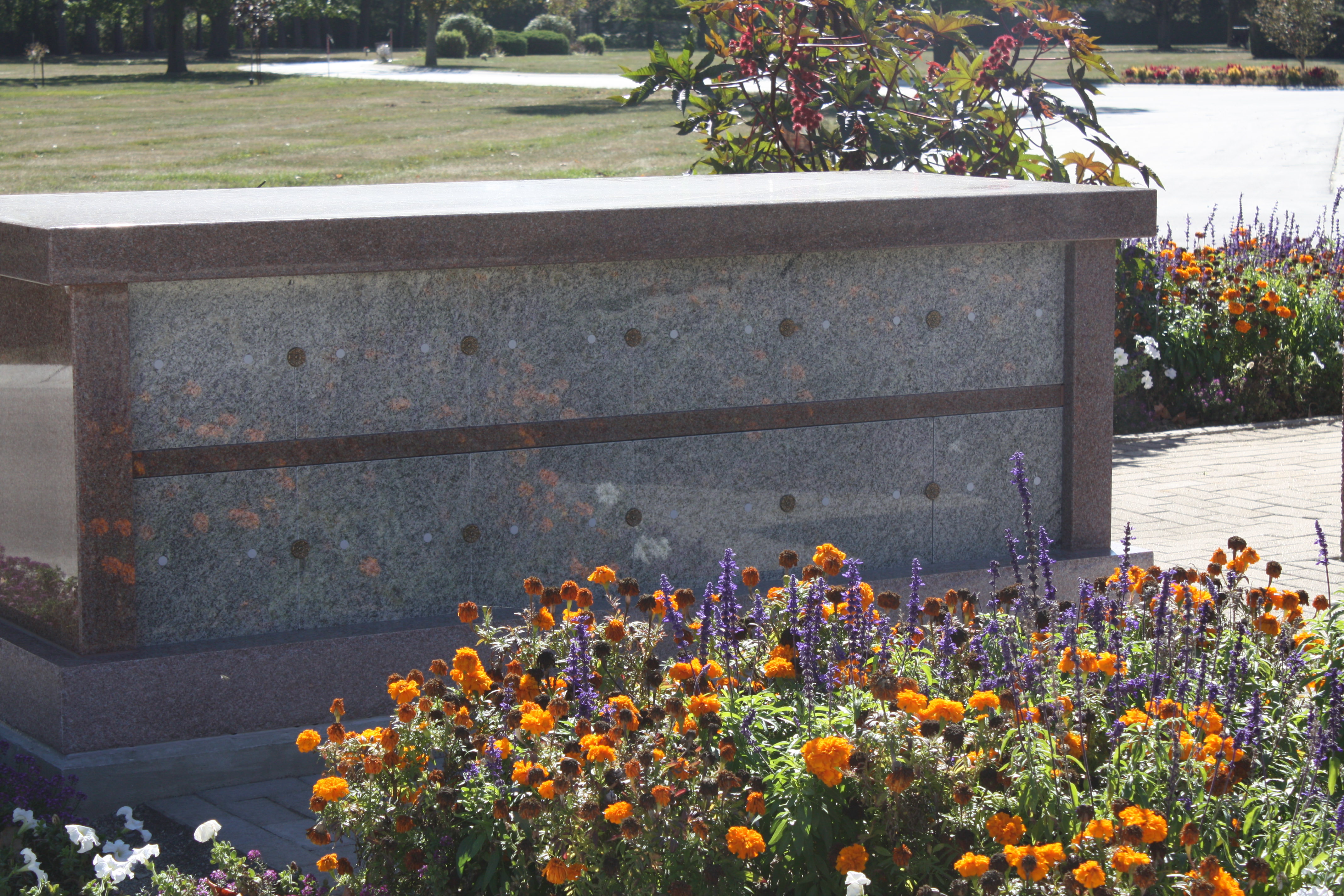 Columbarium near a flag pole